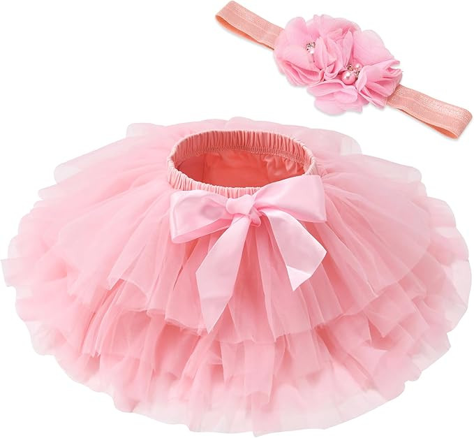 Baby Girl Tutu Skirt with Headband Set Toddler Kids Girls Tutu Dress with Diaper Cover for Age 0-... | Amazon (US)