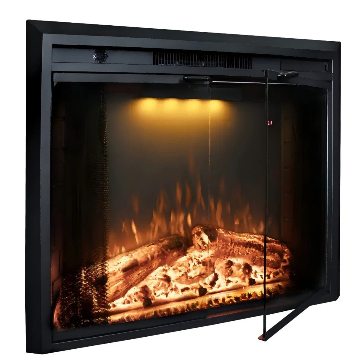Recessed-In Realistic Flame Electric Fireplace With Adjustable Heat, Timer | Wayfair North America