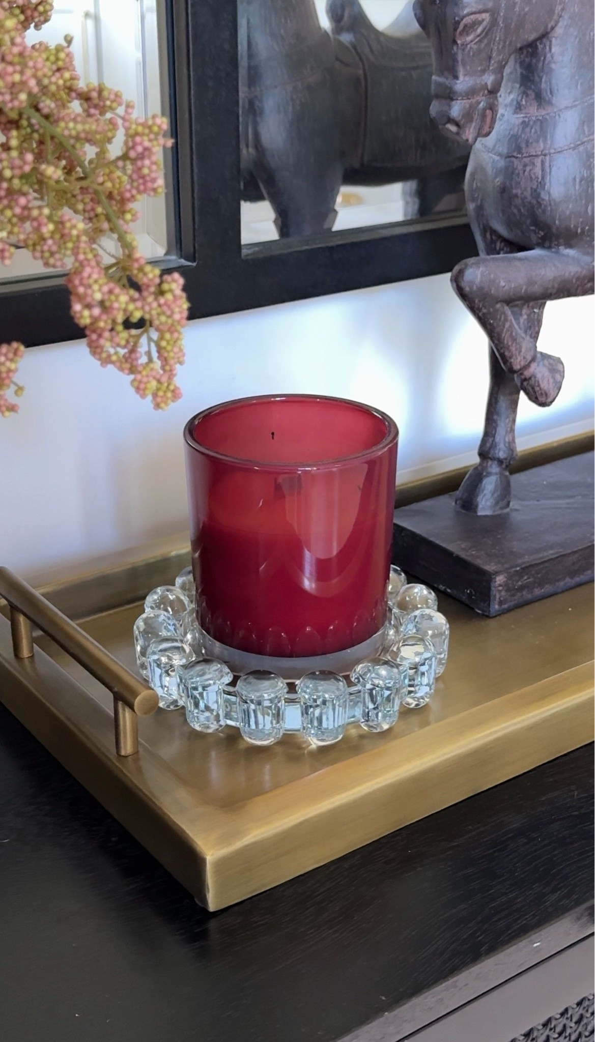 Recently styled our side entrance for fall and I remembered why I love this bubble dish! 🤎🍂