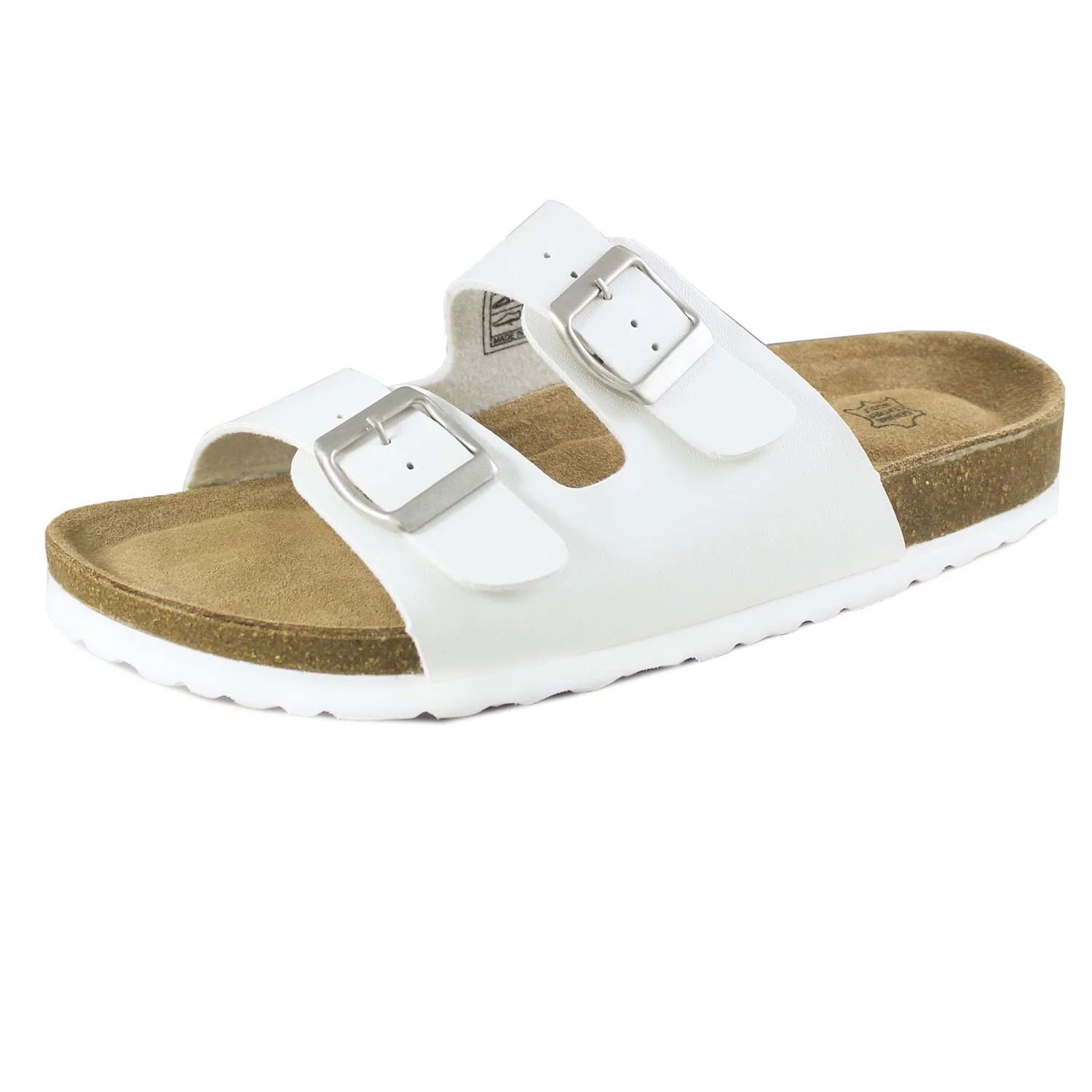 Women's Double Strap Genuine Leather Footbed Insole Flat Sandals | Walmart (US)
