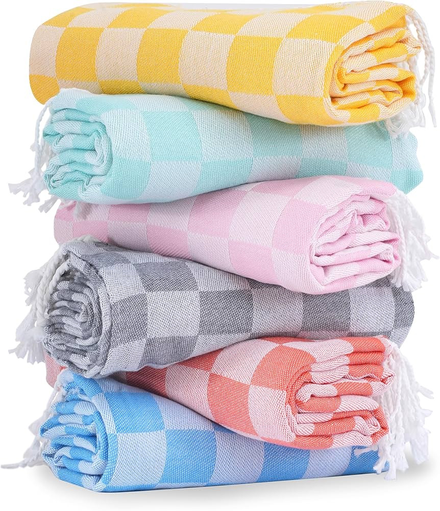 6 Packs Turkish Beach Towel Vacation Essentials Blanket Set Pool Bath Towels Bulk Multipack Trave... | Amazon (US)
