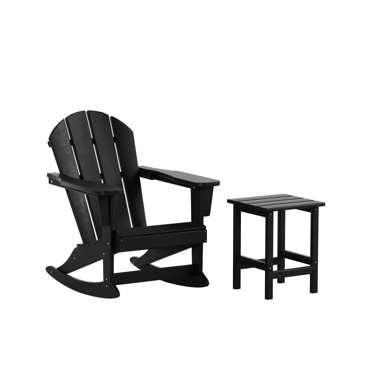 Shavon Adirondack Outdoor Rocking Plastic Chair With Side Table | Wayfair North America