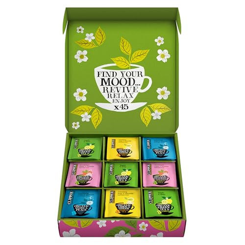 Clipper Tea: Organic Herbal & Green Tea Set, Gift Box – Tea Selection & Sampler with 5 Flavors Including Lemon, Ginger, and Bedtime Teas – Assorted Tea Bags in Colorful Tea Box, 45 Unbleached Tea Bags | Amazon (US)
