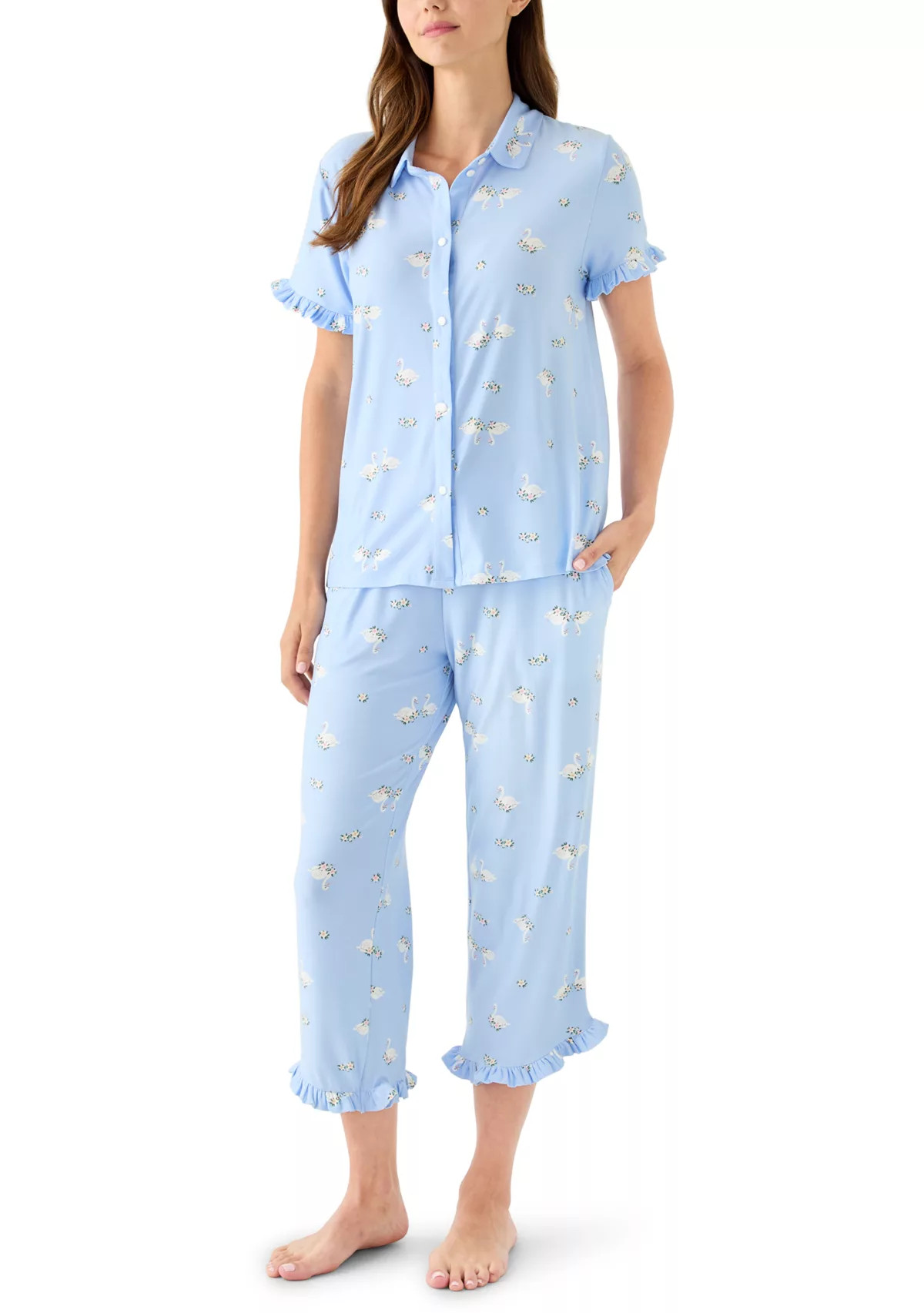 Women's Short Sleeve Ruffle Pajama Set | Belk