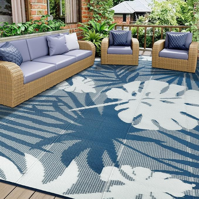 Homcomoda Outdoor Rugs 8’x10’ Waterproof Reversible Patio Rugs Outdoor Clearance Lightweight ... | Amazon (US)