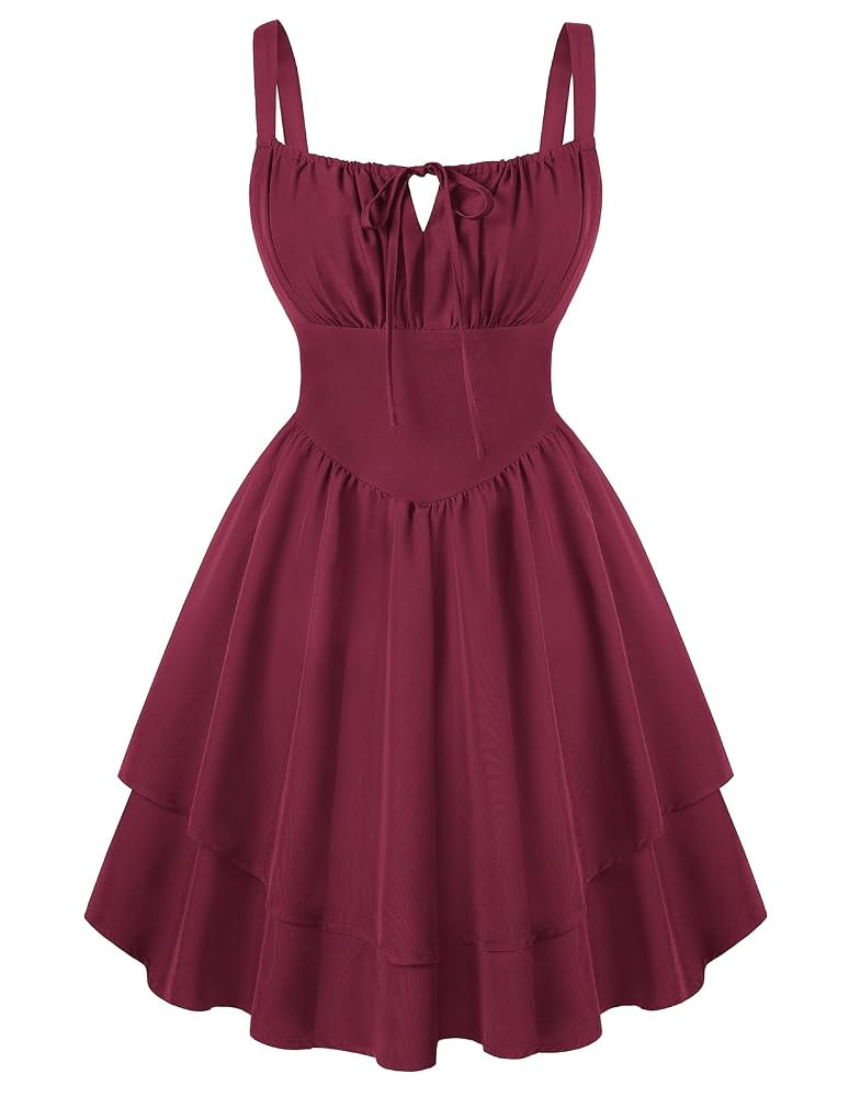 Scarlet Darkness Mini Corset Dress for Women Teens Ruffle Sundress Homecoming Dresses | Amazon (US)