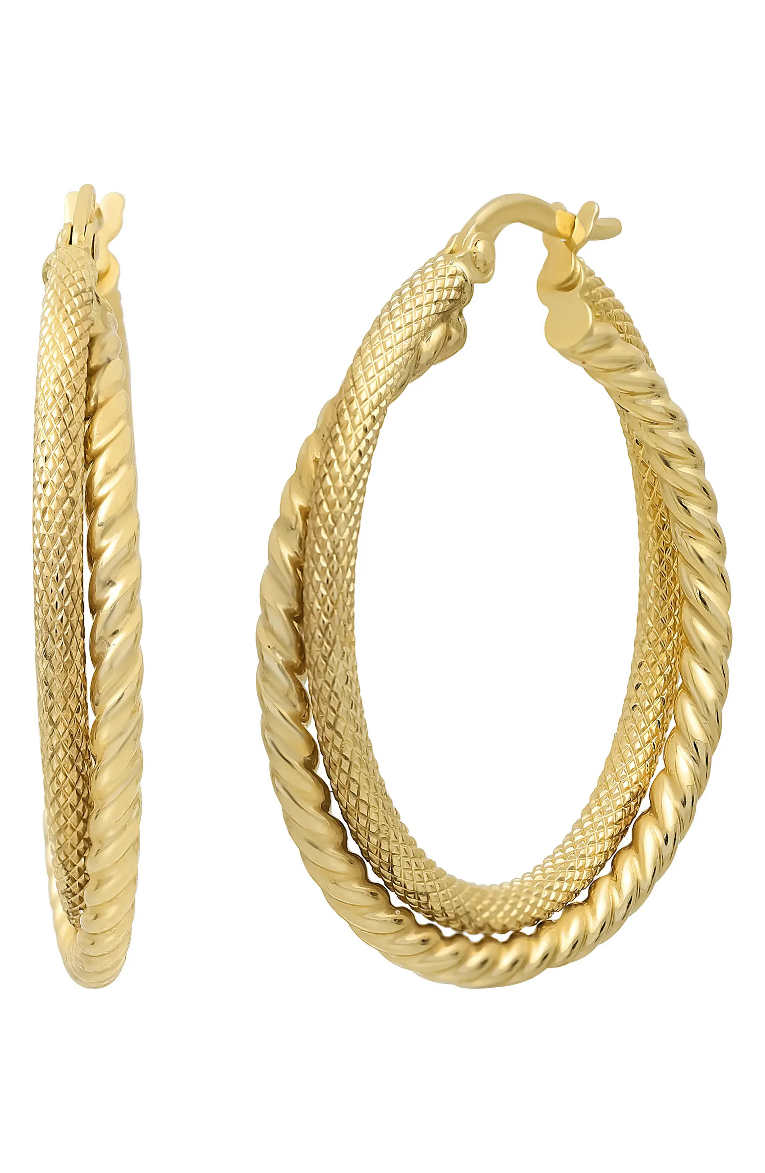 14K Gold Mixed Twist Hoop Earrings | Nordstrom
