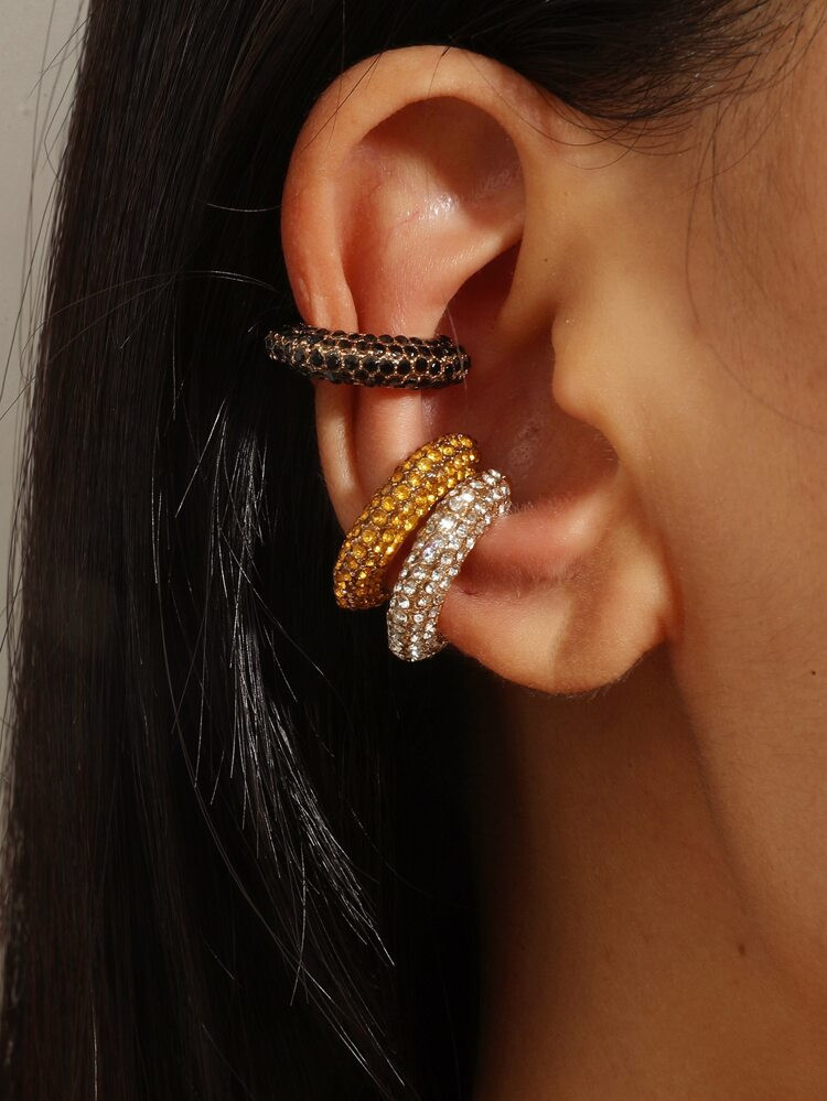 3pcs Rhinestone Decor Ear Cuff | SHEIN