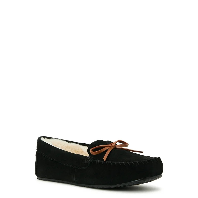 Joyspun Women's Genuine Suede Moccasin, Wide Width Available | Walmart (US)