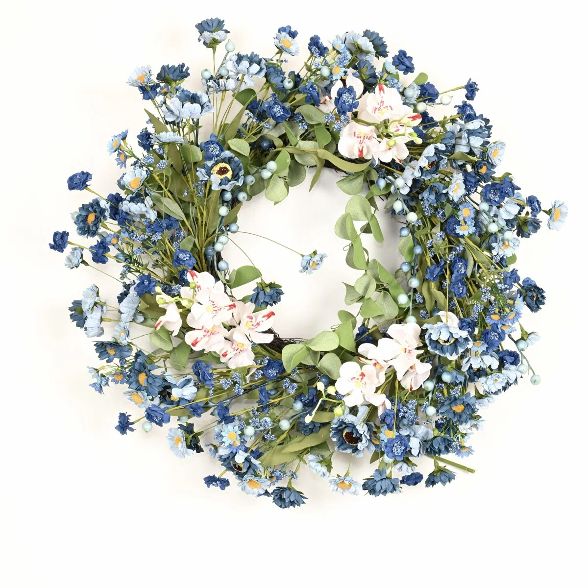 24" Artificial Farmhouse Blossom Cluster Berry Greenery Foliage Spring Summer Daisy Orchid Floral... | Wayfair North America