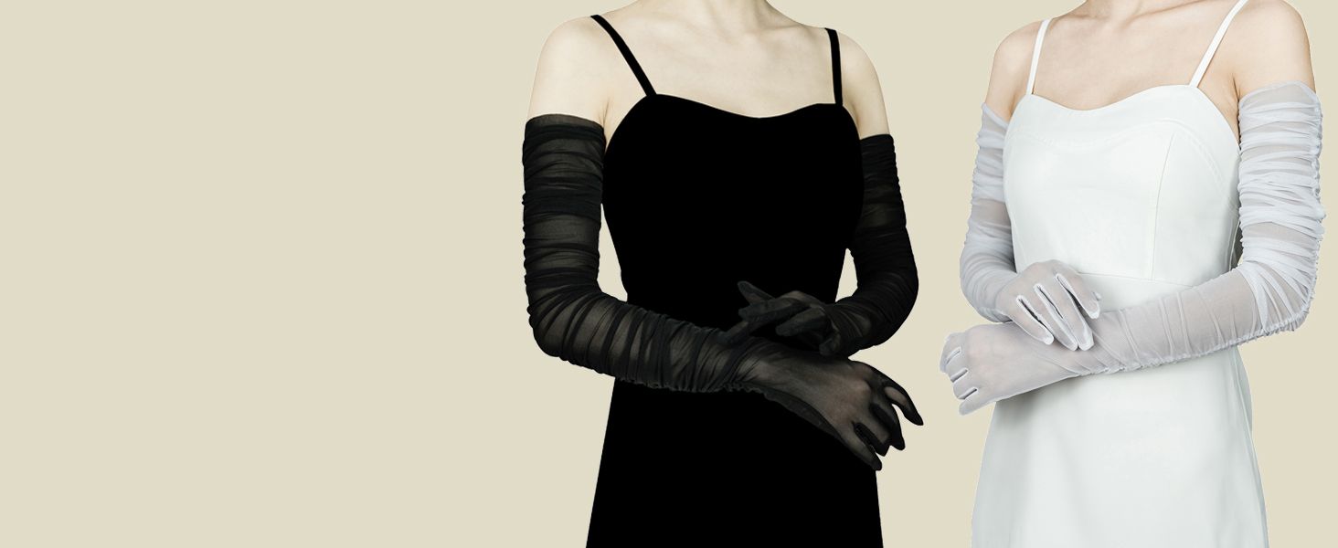 Amazon.com: YCShun Women's Tulle long Wedding Bridal Gloves Long Opera Party Gloves 27" Elbow Len... | Amazon (US)