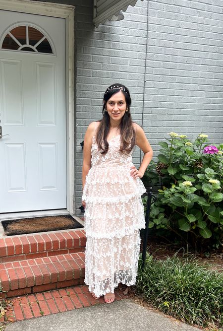 🩵Looking for the best birthday dress this summer 🩵 I am trying this embroidered bloom tired midi dress with lace in nude and white. Hoping to make an enchanting impression at any occasion 🩵 wedding guests dress 
Summer looks, summer outfit, sale, summer style, BrandiKimberlyStyle 

#LTKStyleTip #LTKOver40 #LTKSeasonal