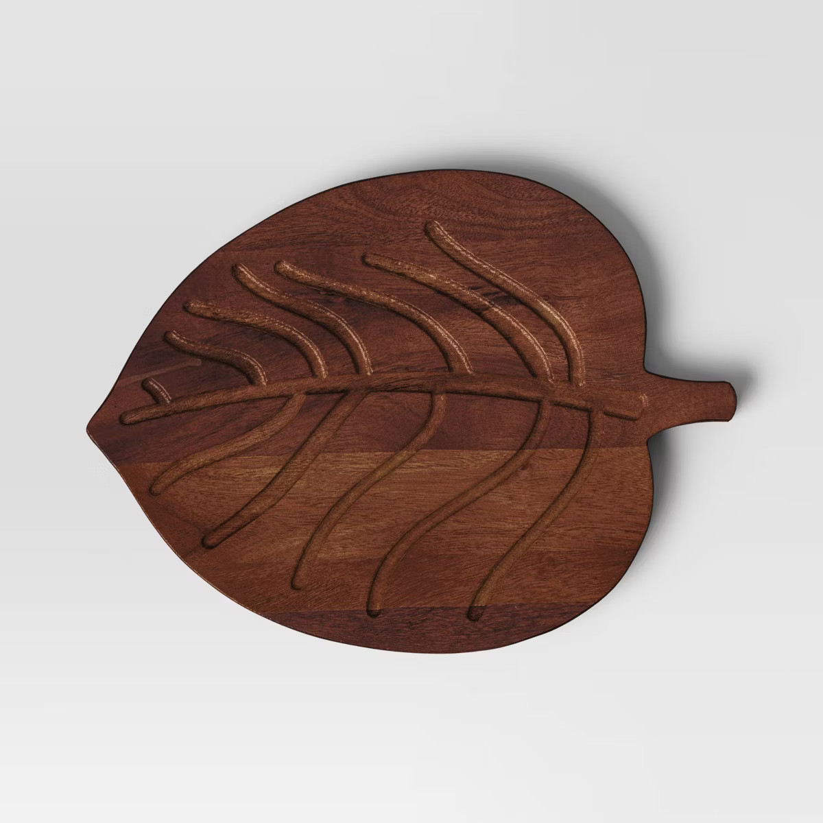 Wooden Round Leaf Shape Serving Board with Handle Dark Brown - Threshold™ | Target