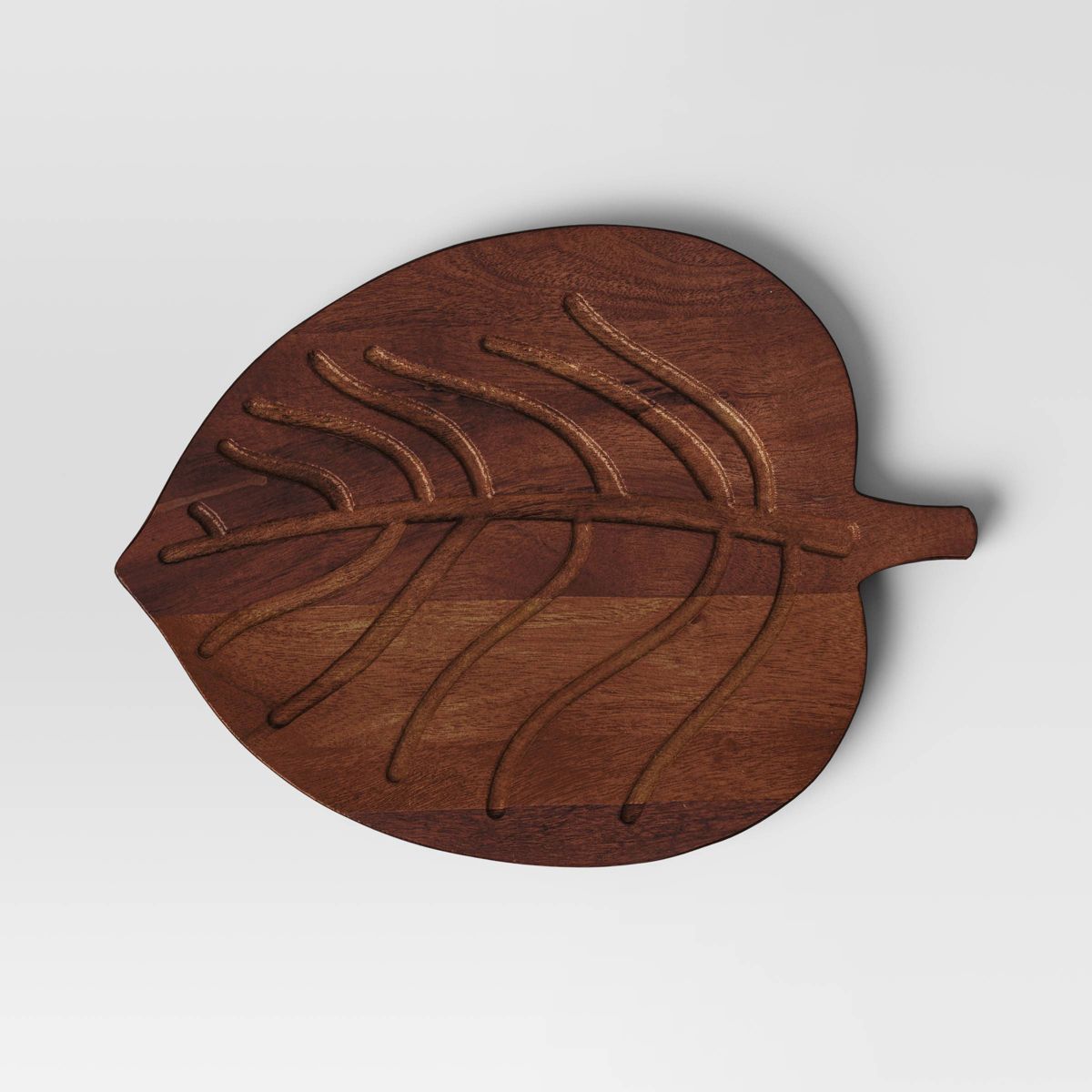 Wooden Round Leaf Shape Serving Board with Handle Dark Brown - Threshold™ | Target