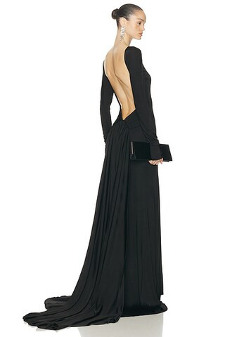 Open Back Long Sleeve Gown | FWRD 