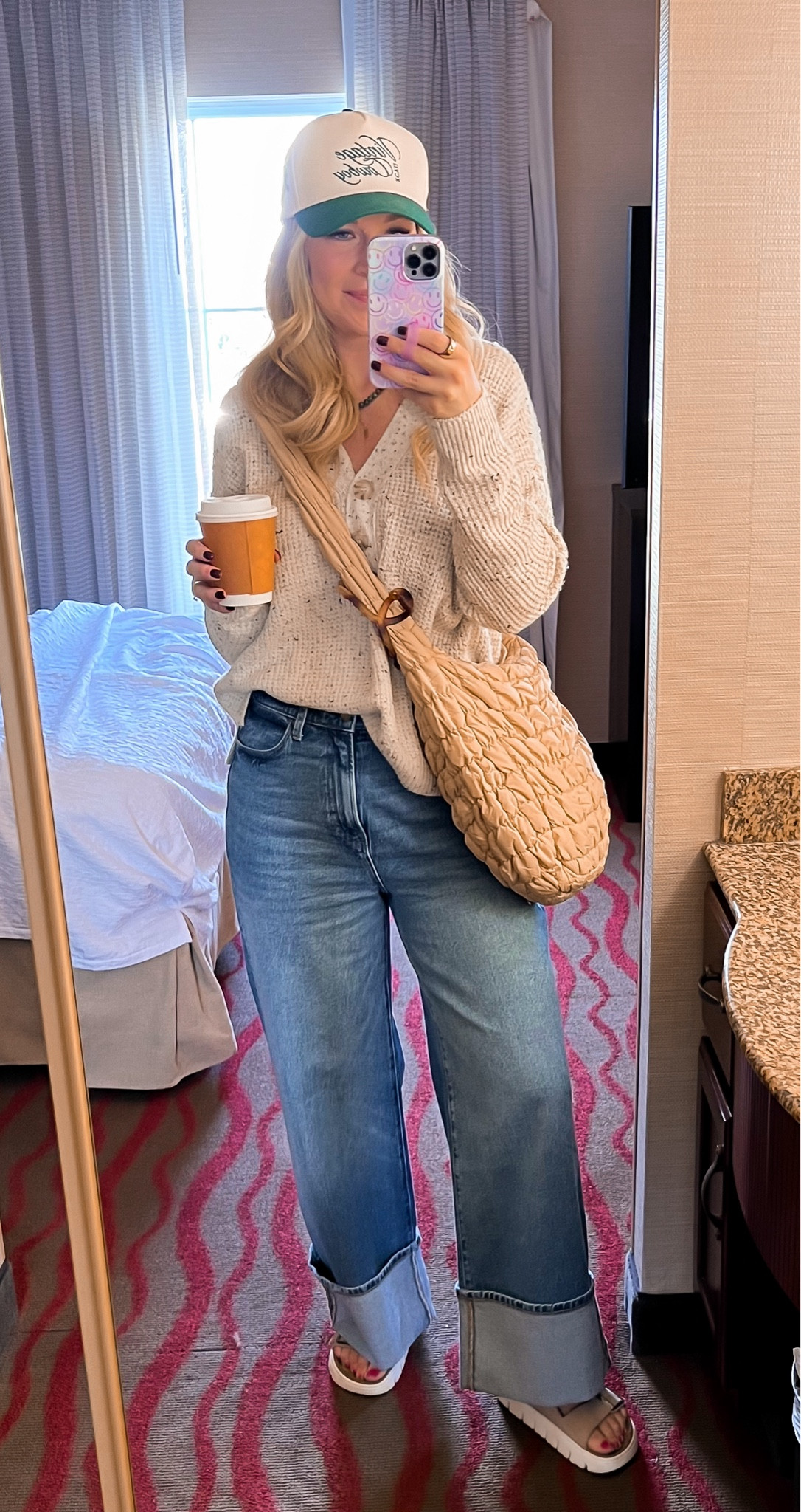 Jeans and sweater are both under $25 with code DENIM. 
Jeans are true to size, but if in between size down. Sweater is slightly oversized, I’m in my true medium. 
Bag is a great dupe, but it’s a dupe for sure. 

#LTKSaleAlert #LTKFindsUnder50 #LTKMidsize
