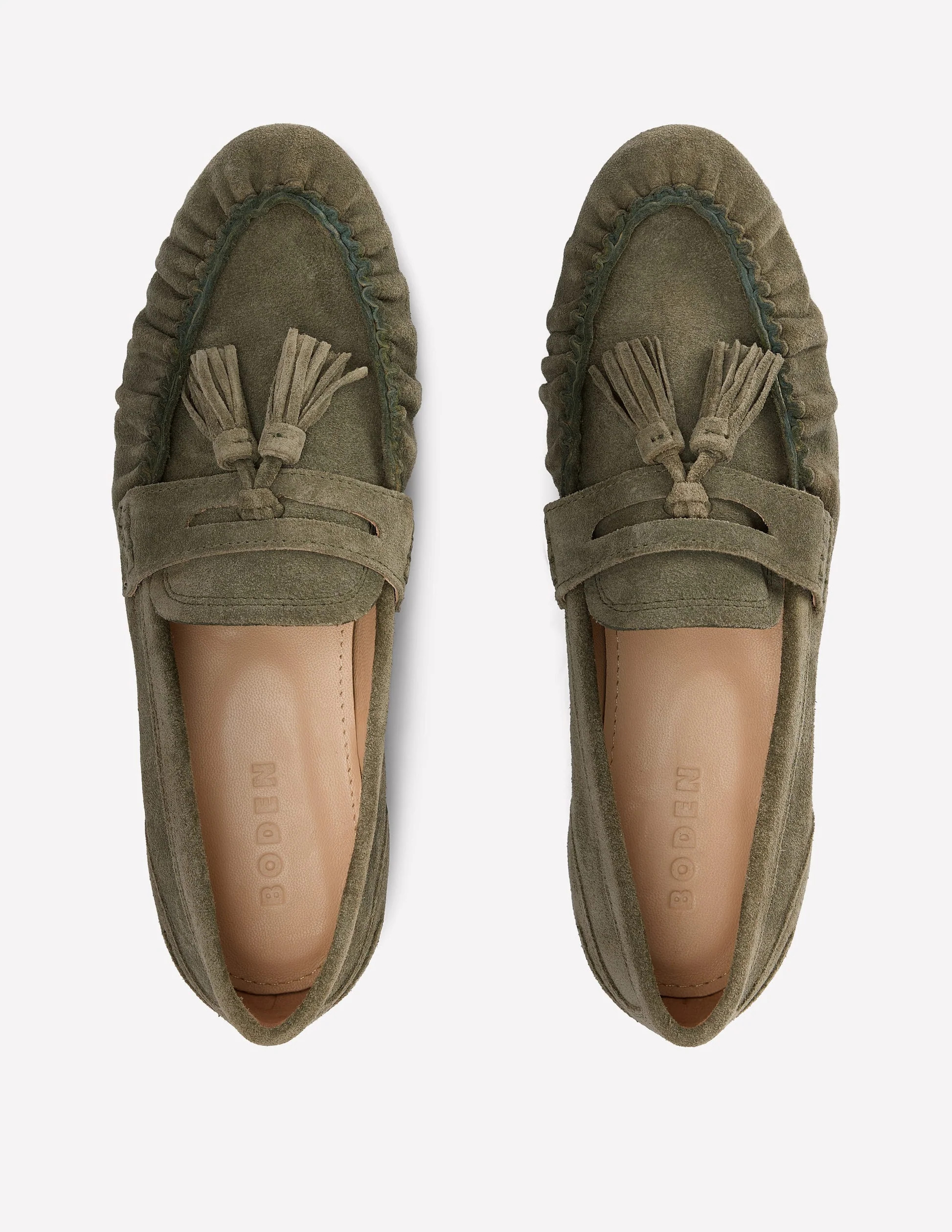 Soft Ruched Loafers-Deep Olive | Boden (US)