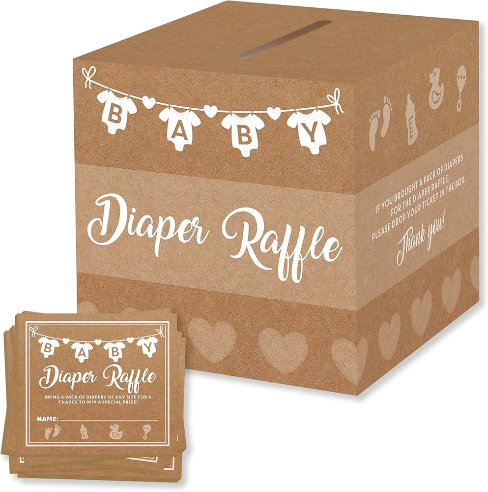 Party Hearty Baby Shower Games for Girl or Boy, 50 Diaper Raffle Tickets, Diaper Raffle Ticket Ca... | Amazon (US)