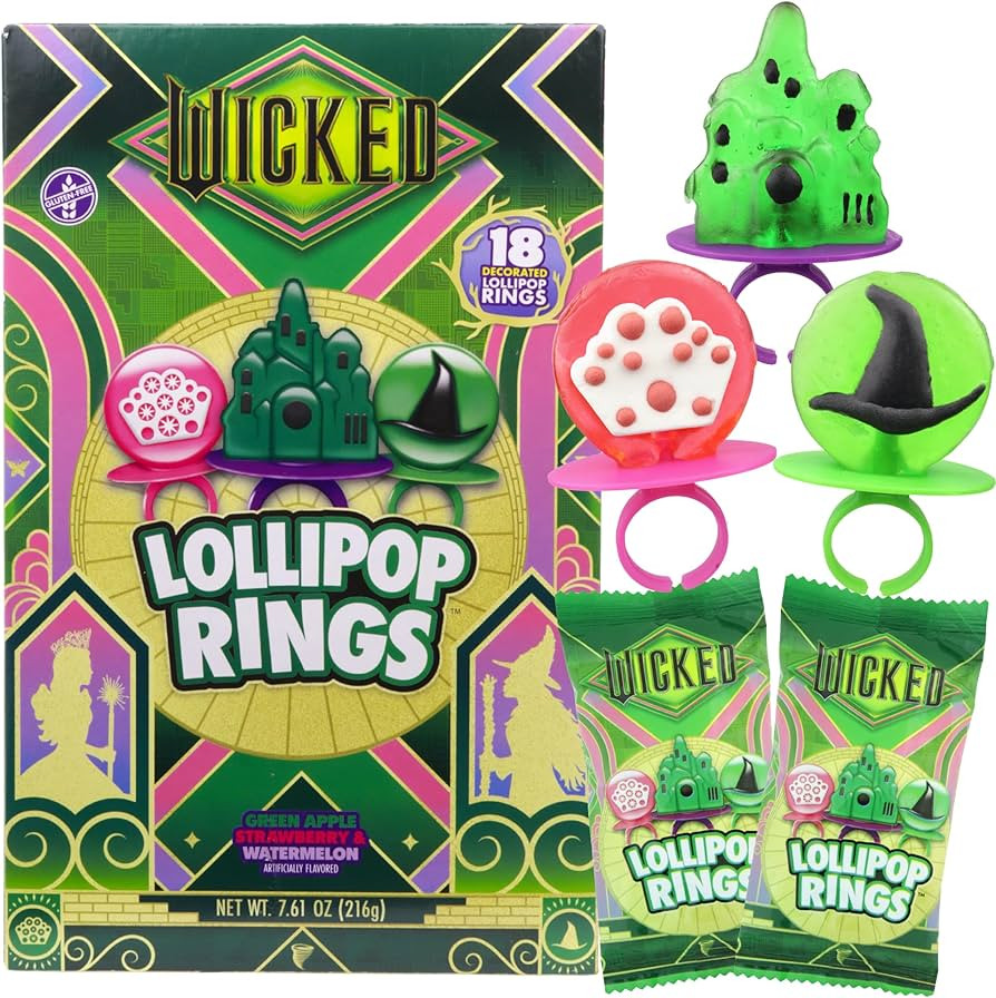 Wicked Lollipop Rings, Individually Wrapped Fruit Flavored Candy, Perfect Party Treats, 18 Count | Amazon (US)