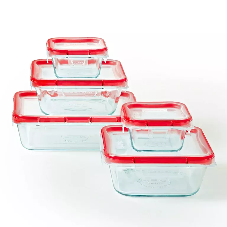 Ello Duraglass Mixed Size Round Lime Zest Glass Food Storage Set, 8 Pieces
