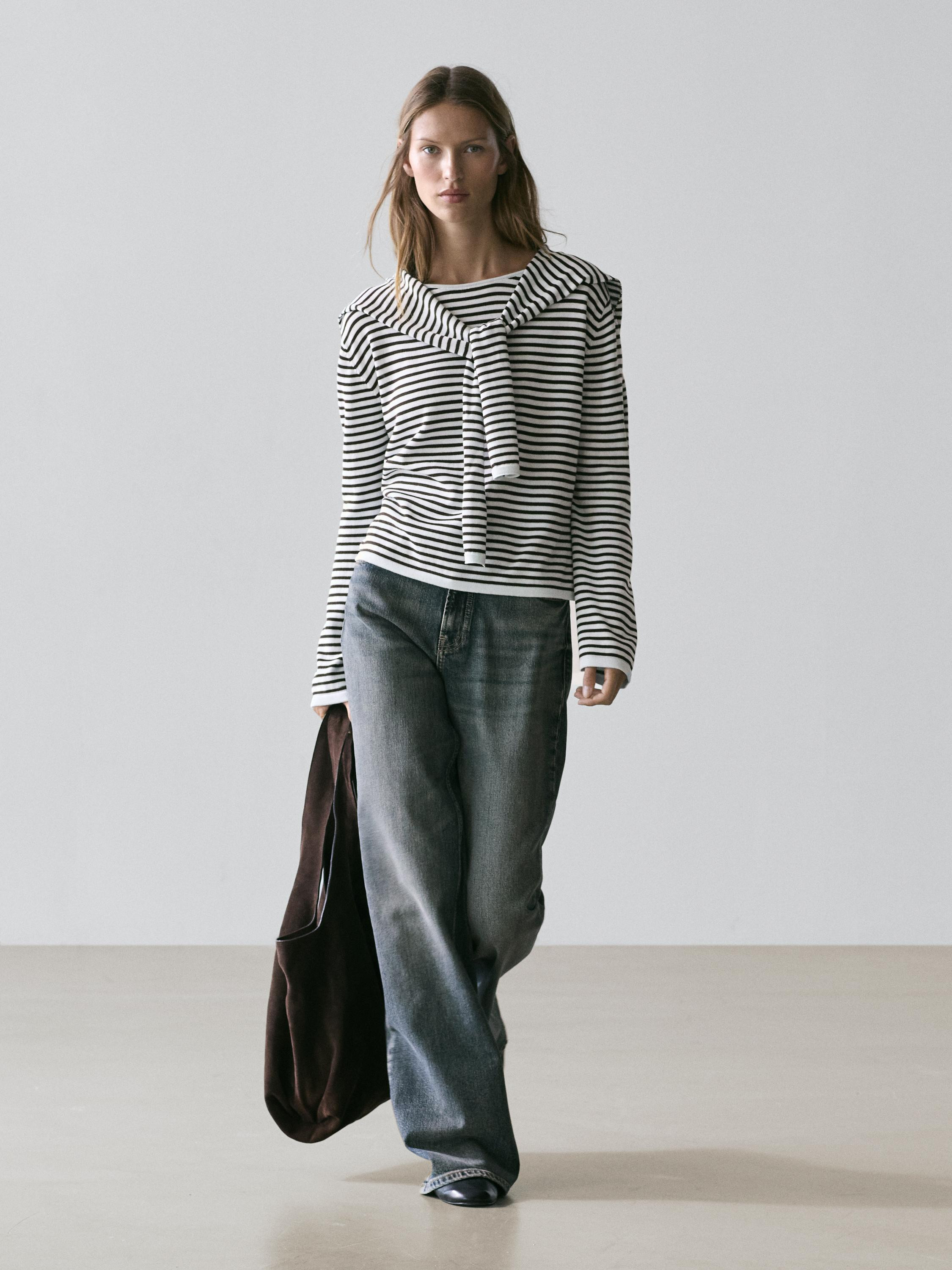 100% cotton striped knit sweater · Light Blue · Sweaters | Massimo Dutti | Massimo Dutti UK