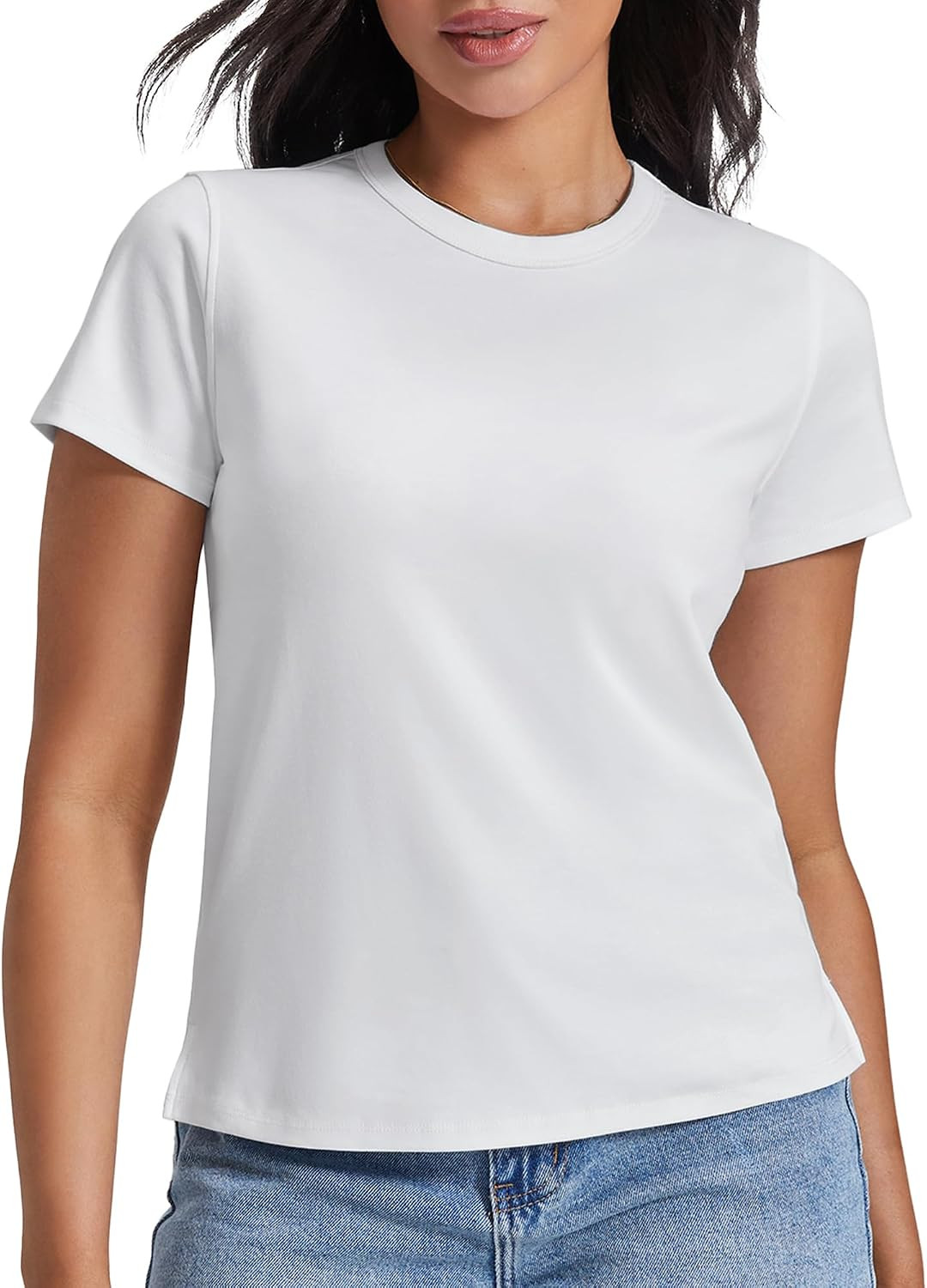 Stelle Women's Cotton Crewneck T Shirt Short Sleeve Basic Tees Summer Tops | Amazon (US)