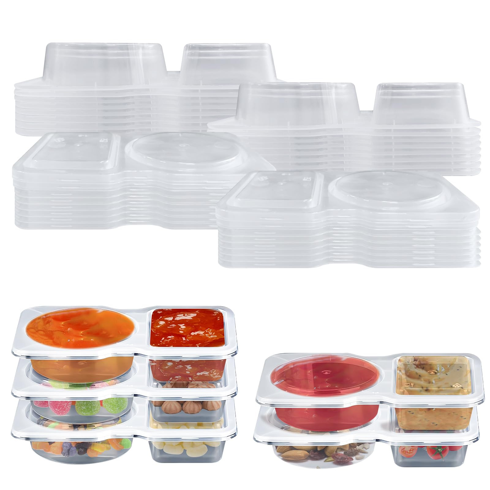 16 Pack Disposable Snack Containers with Lids – 5.5x3.3 inches Clear, Leakproof Snack Box for S... | Amazon (US)