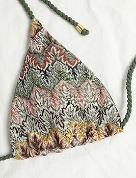 ZAFUL 2 Piece Triangle Bikini for Women Knitted Rope Halter Bikini Sets Sexy Bathing Suit Side Ti... | Amazon (US)