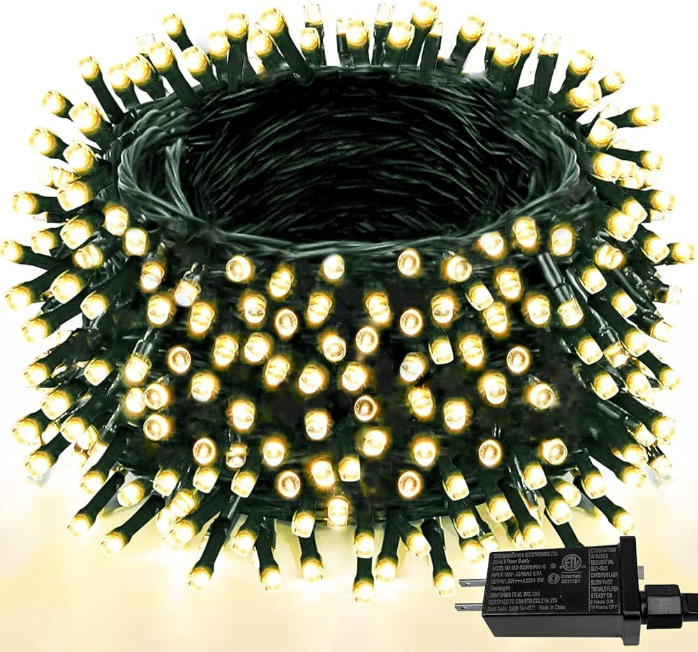 Super-Long 165FT 500 LED Christmas String Lights Outdoor Indoor Green Wire, Memory Function Timer... | Amazon (US)