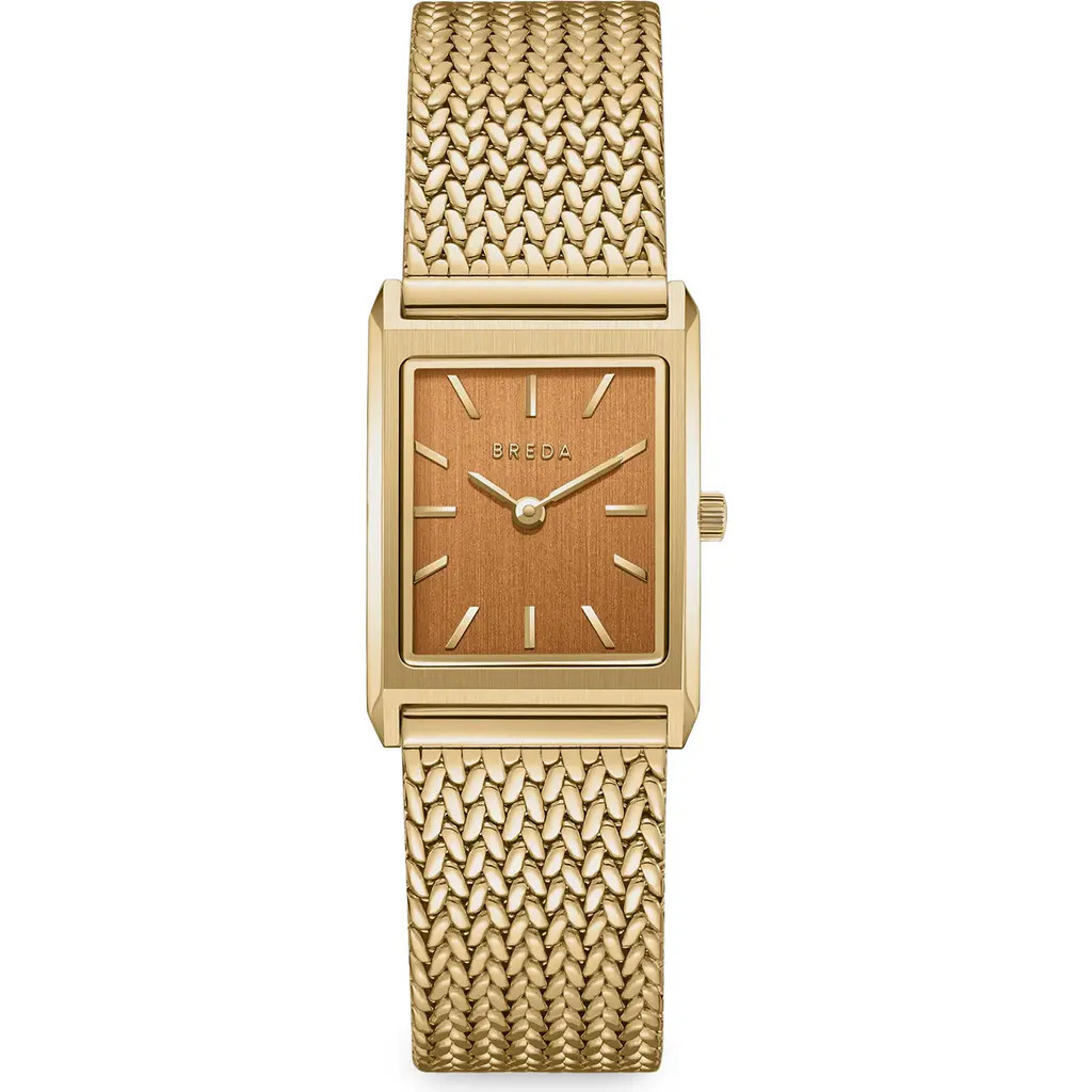 BREDA Virgil Tethered Mesh Strap Watch, 20mm in 18K Gold at Nordstrom | Nordstrom