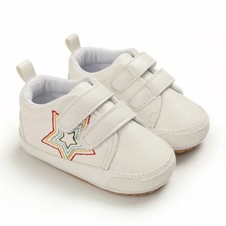 TFFR Kids Shoes Star Embroidery Soft Sole Walking Shoes Prewalker Footwear for Spring Fall White/Bla | Walmart (US)