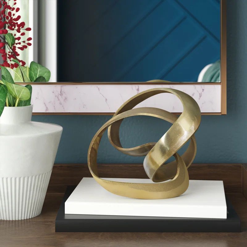 Samara 7" Metal Knot Sculpture - Contemporary Abstract Knotted MetallicTable Decor - Elegant Home... | Wayfair North America