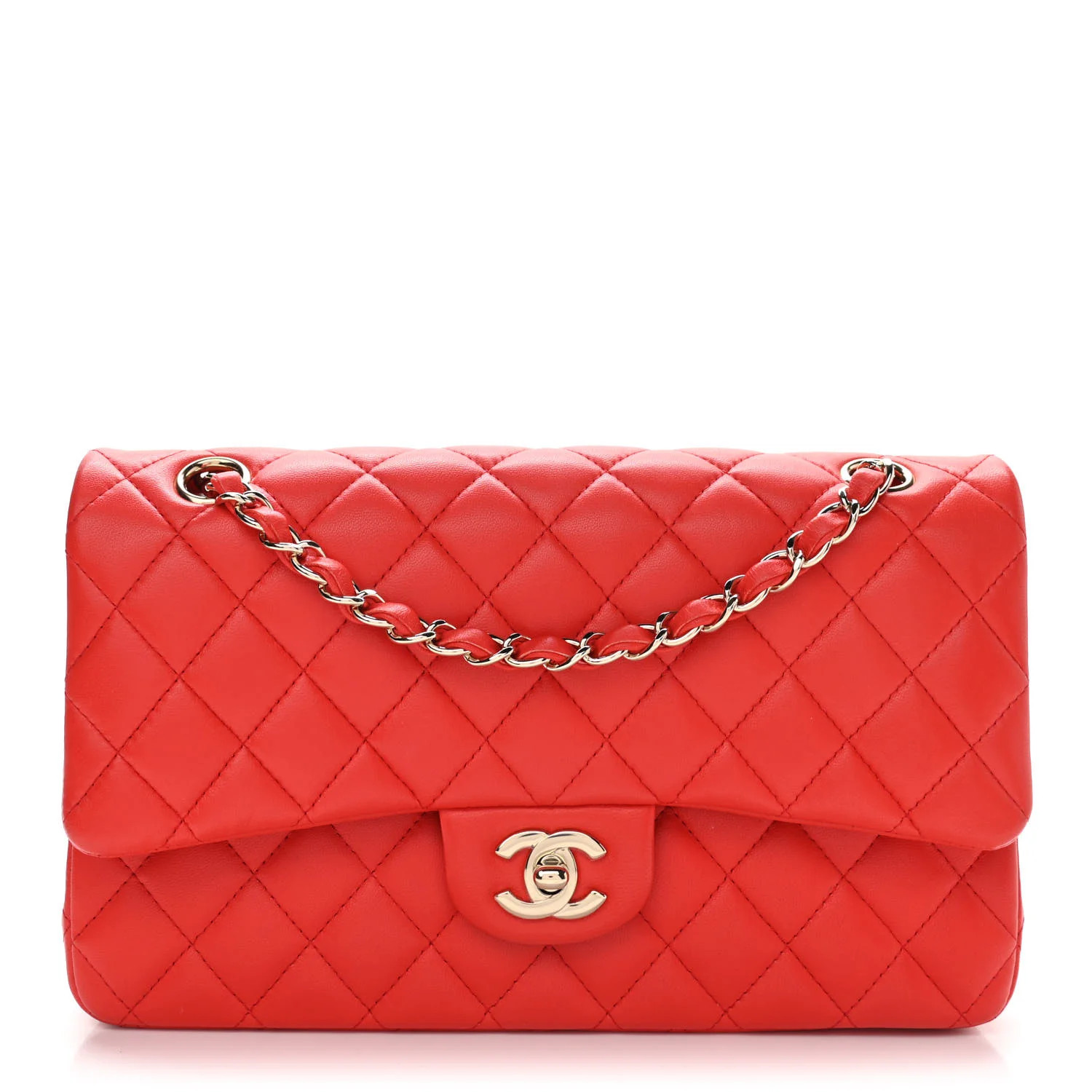 CHANEL Lambskin Quilted Medium Double Flap Red | FASHIONPHILE | Fashionphile