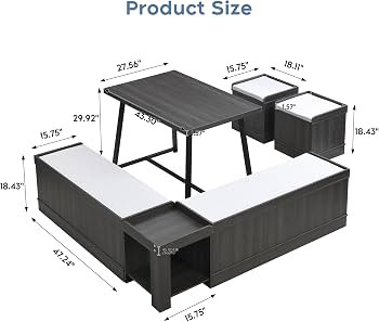 Brafab Corner Dining Table Set, 43 Inch Breakfast Nook Table Set with Bench with Hidden Storage &... | Amazon (US)