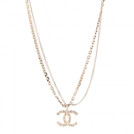 CHANEL Crystal CC Multi Strand Chain Necklace Gold | Fashionphile