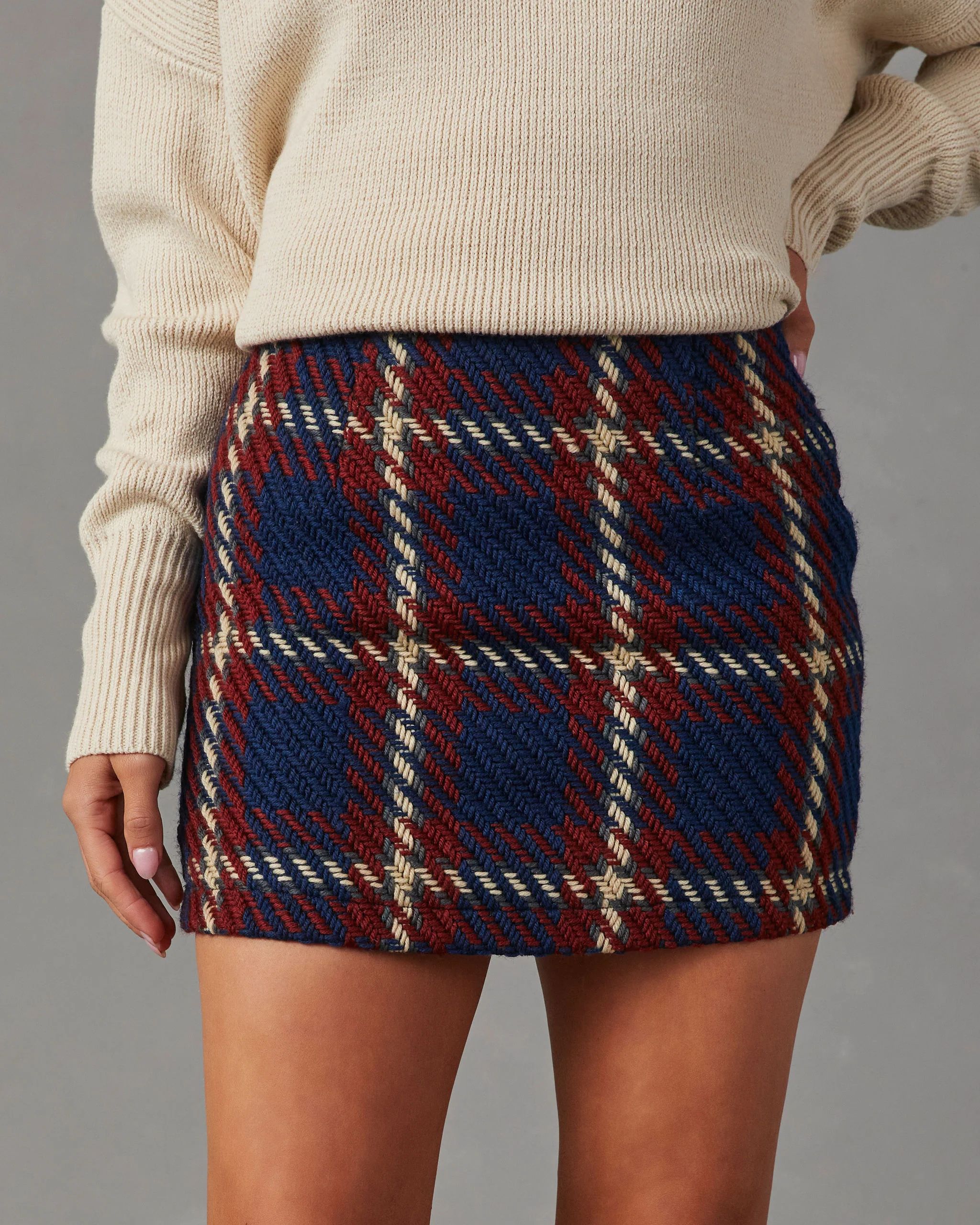 Linden Plaid Knitted Mini Skirt | VICI Collection