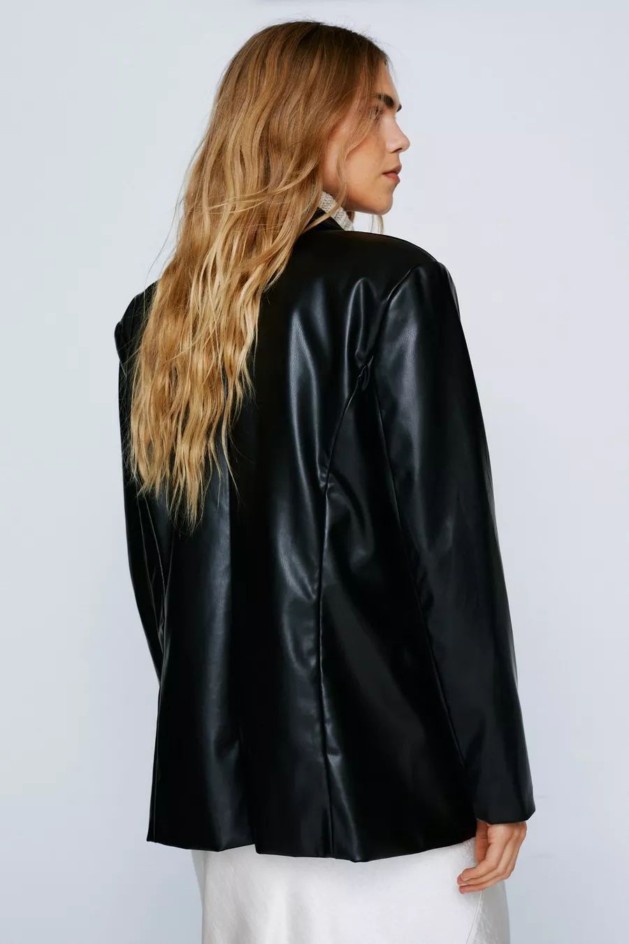 Faux Leather Oversized Blazer | Nasty Gal (US)