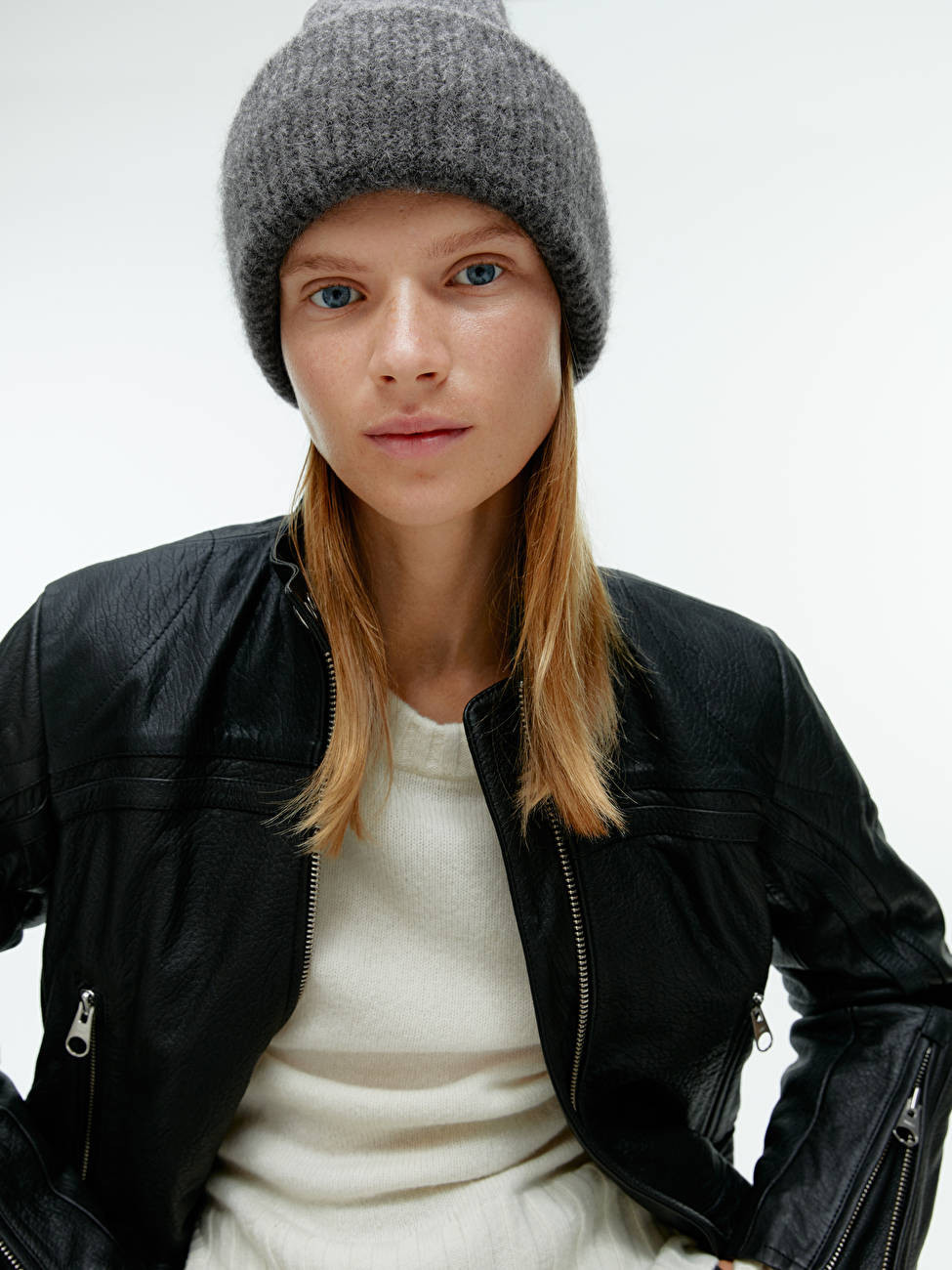 Beanie mit doppeltem Umschlag, aus Alpaka-Merino-Mix | ARKET (EU)