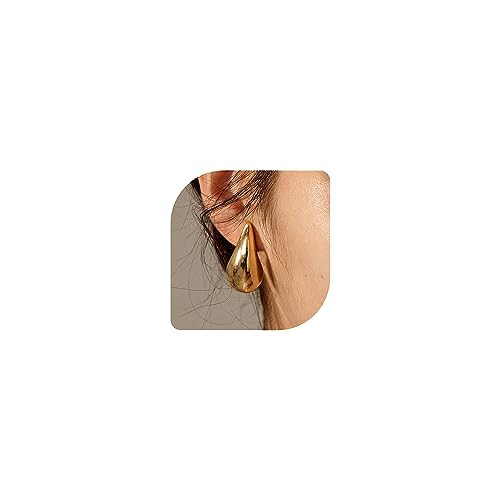 Risamil 14K Gold Plated 2/3 Pairs Chunky Earrings, Earrings for Women Thick Oval Stud Earrings Se... | Amazon (US)