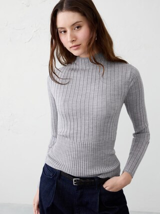 Merino Wool Ribbed Sweater | Banana Republic Factory