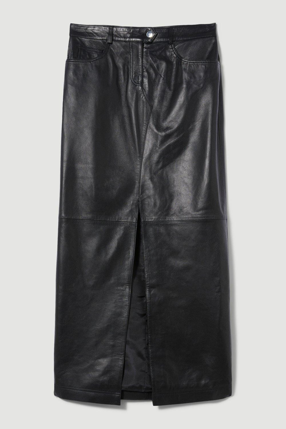 Leather 5 Pocket Maxi Skirt | Karen Millen UK + IE + DE + NL