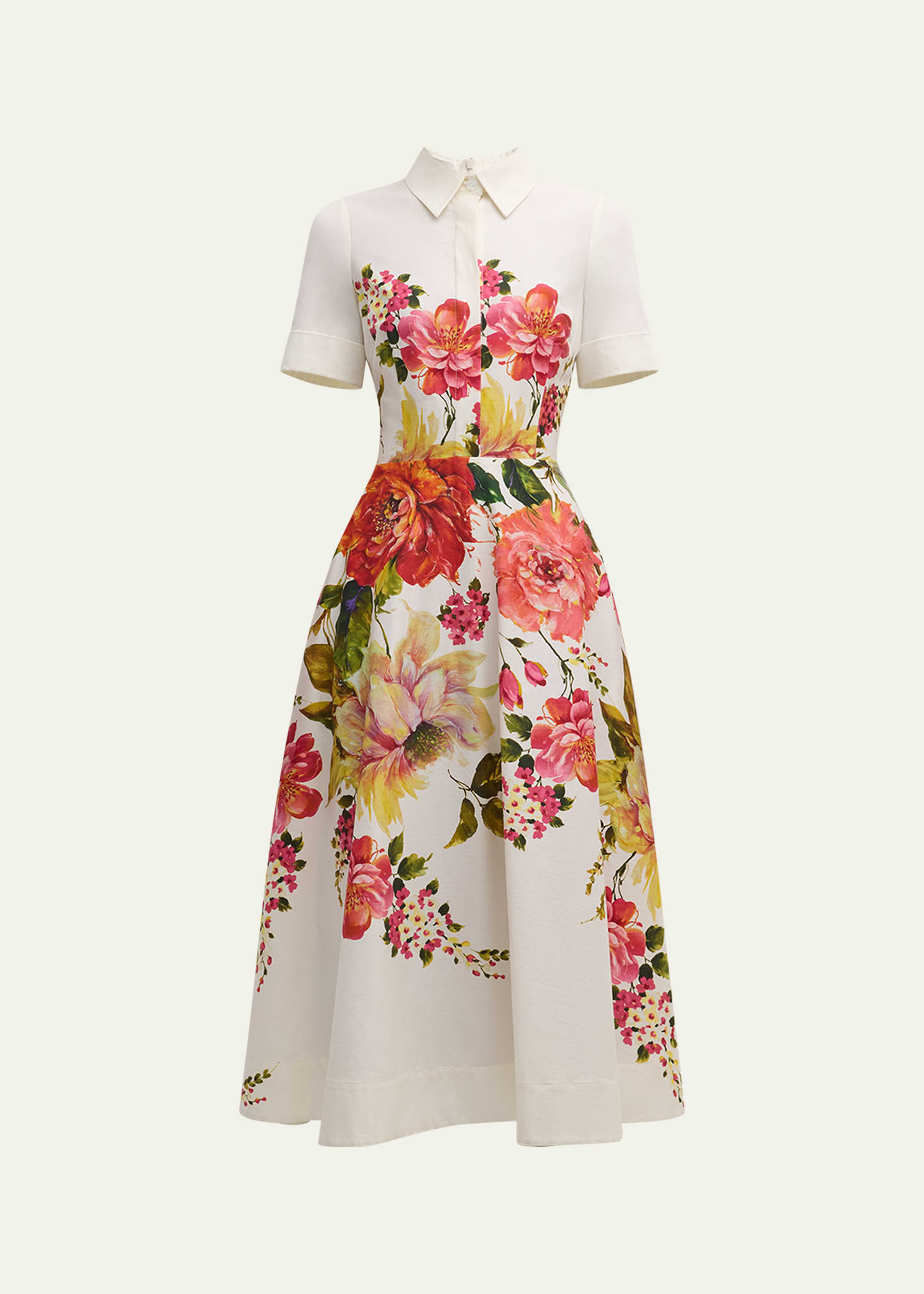 Rickie Freeman for Teri Jon Floral-Print Fit-&-Flare Shirtdress | Bergdorf Goodman