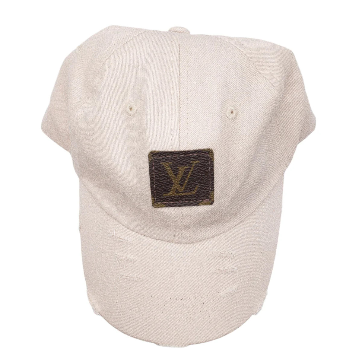 Cream Baseball Cap with Upcycled LV Monogram Patch | Sparkl