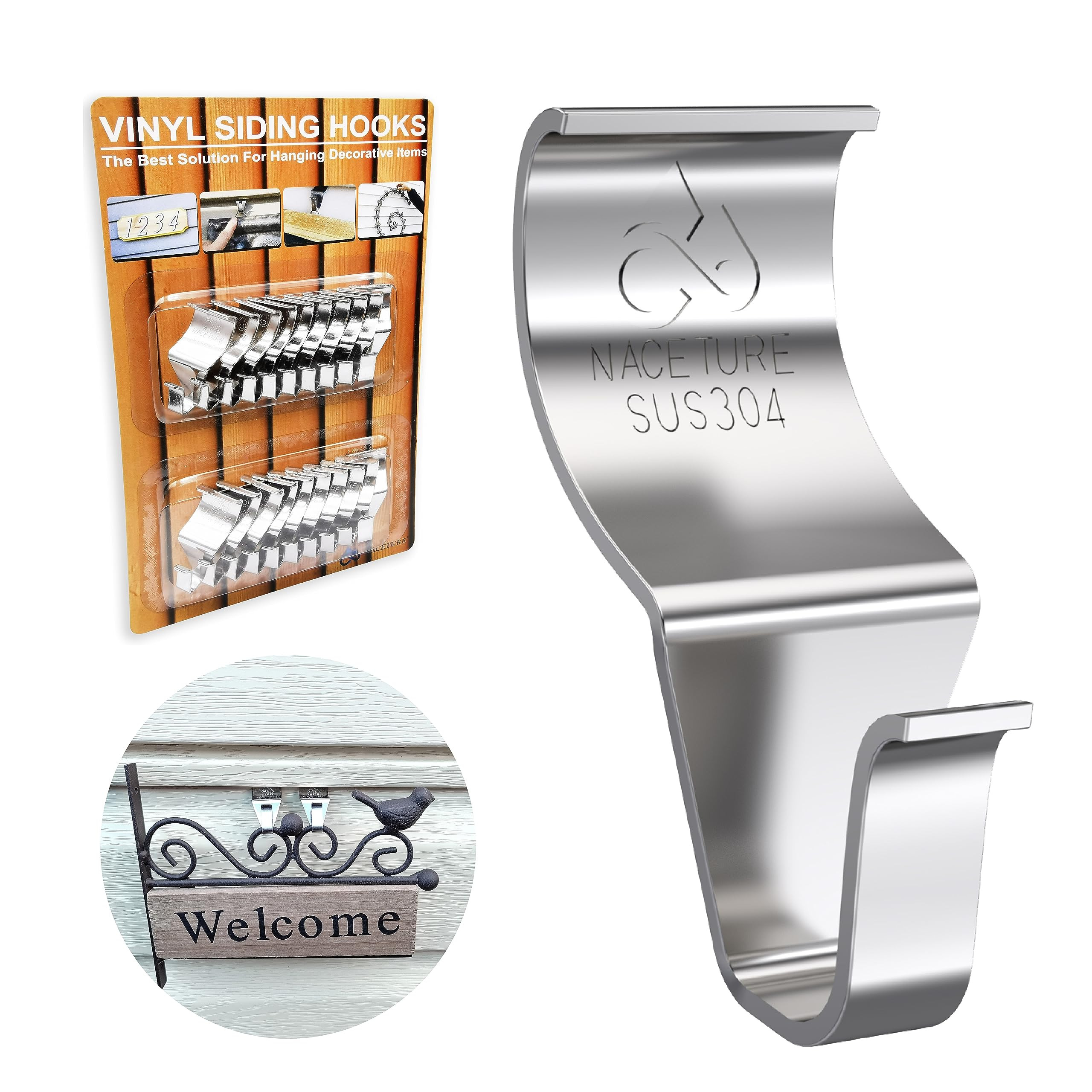 NACETURE Vinyl Siding Hooks 20 Pack Heavy Duty Siding Clips Vinyl Siding Hanger for Hanging on Pa... | Amazon (US)