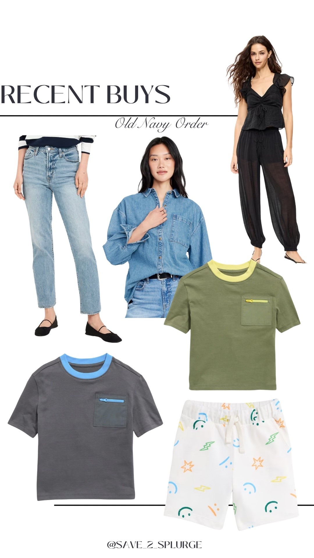 Recent Purchase from Old Navy

Black Flutter Sleeve Flare Top, Women’s High Waisted Chiffon Harem Pants, Button Down Jean Shirt & High Waisted Ankle Jeans

Kid’s Short Sleeve Utility Pocket Tee & Patterned Terry Shorts

#LTKKids #LTKSeasonal
