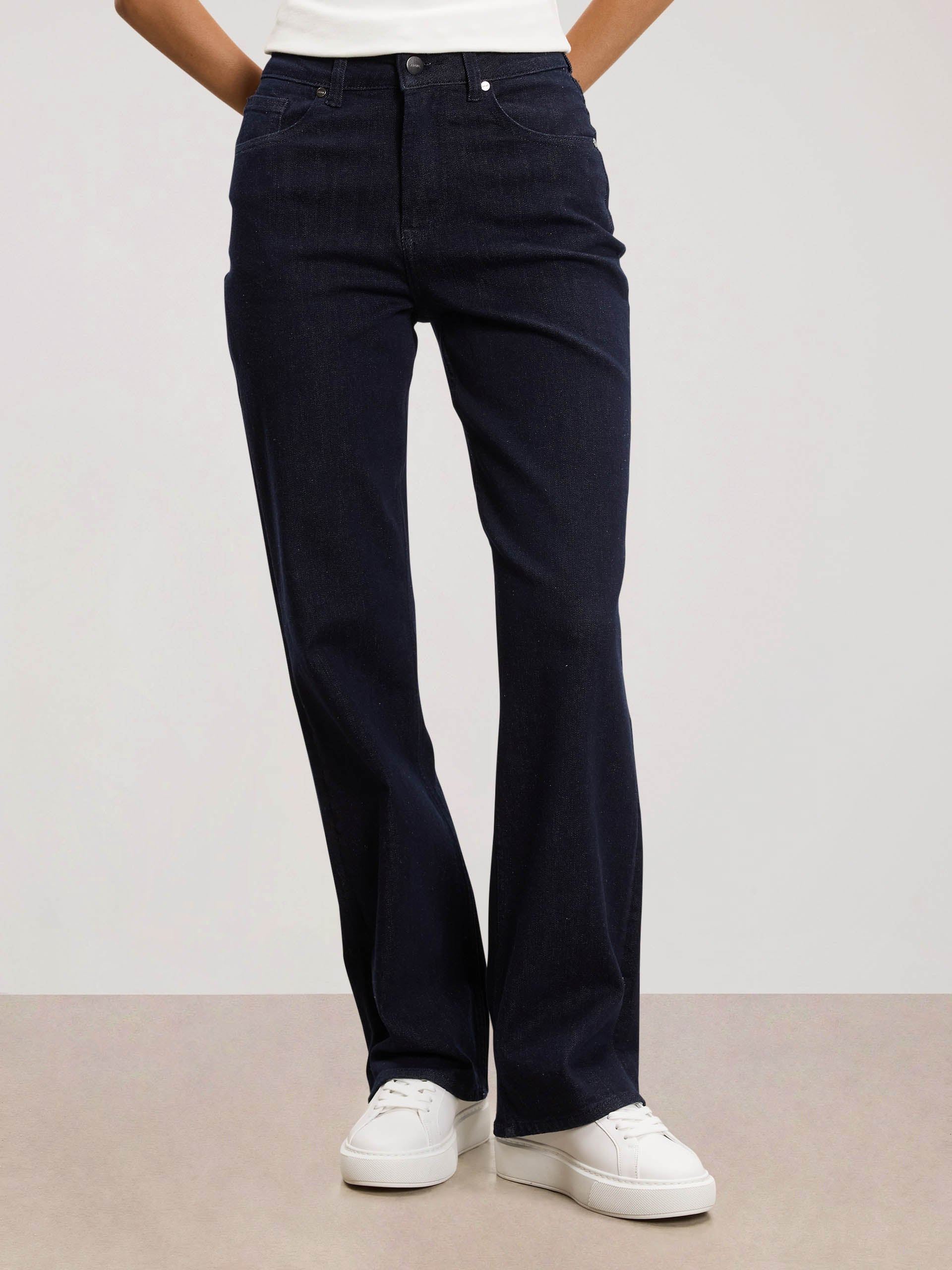 Womens Straight Leg Denim Jeans in Solid Dark Blue | ARNE UK
