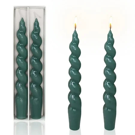 Green Spiral Taper Candle 7.3inches Short Tapered Candles Cute Twisted Candles Unscented Candle Sticks for Holiday Wedding Party Dinner Table Decoration, 2pcs | Walmart (US)