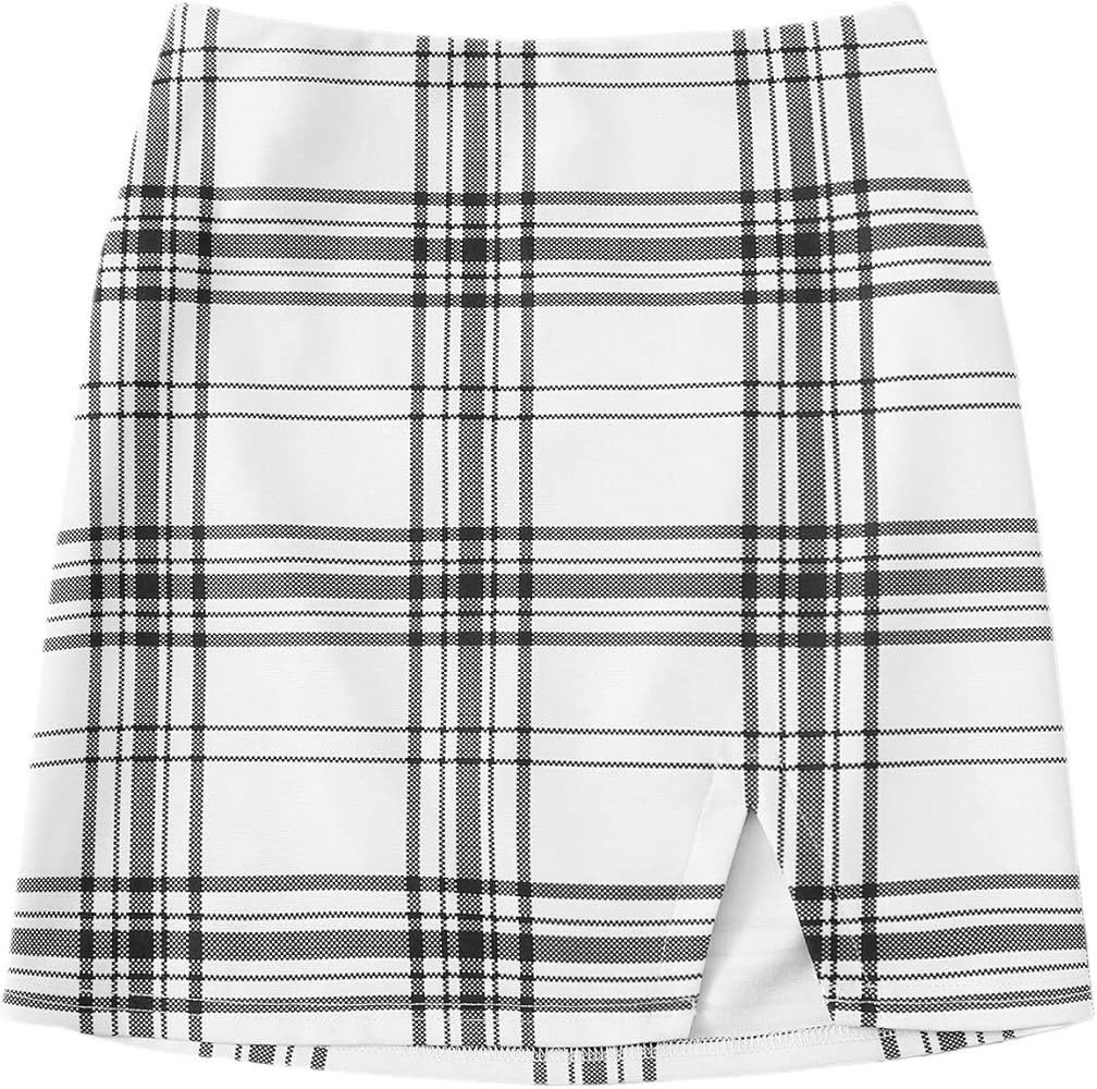 Verdusa Women's Split Hem Zipper Side Bodycon Mini Skirt | Amazon (US)