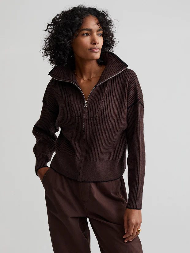 Carmen Zip-Through Rib Knit | Varley UK