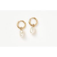 Solid Gold Pearl Drop Mini Hoop Earrings | Missoma US